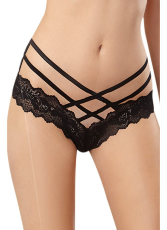 Tanga noir syle brésilien ornements croisés - DG1412BLK